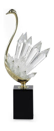John Richard Decor Crystalline Bird Sculpture on Black Base