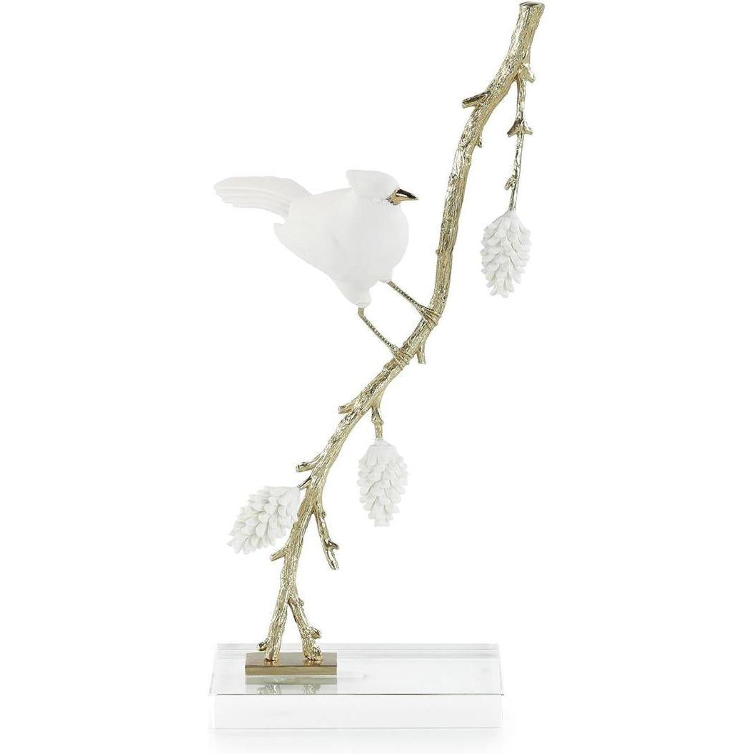 John Richard Decor Porcelain Bird Sculpture on Pine Branch I