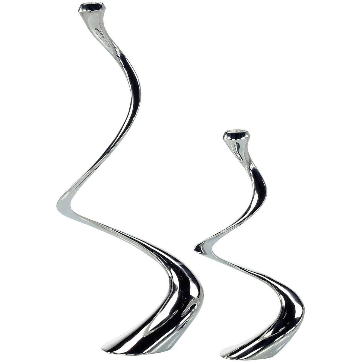 John Richard Decor Silver Spiral Candleholders, Set of 2