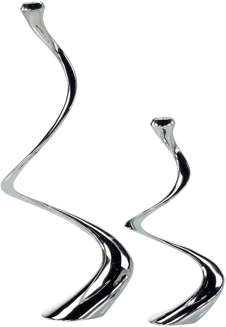 John Richard Decor Silver Spiral Candleholders, Set of 2