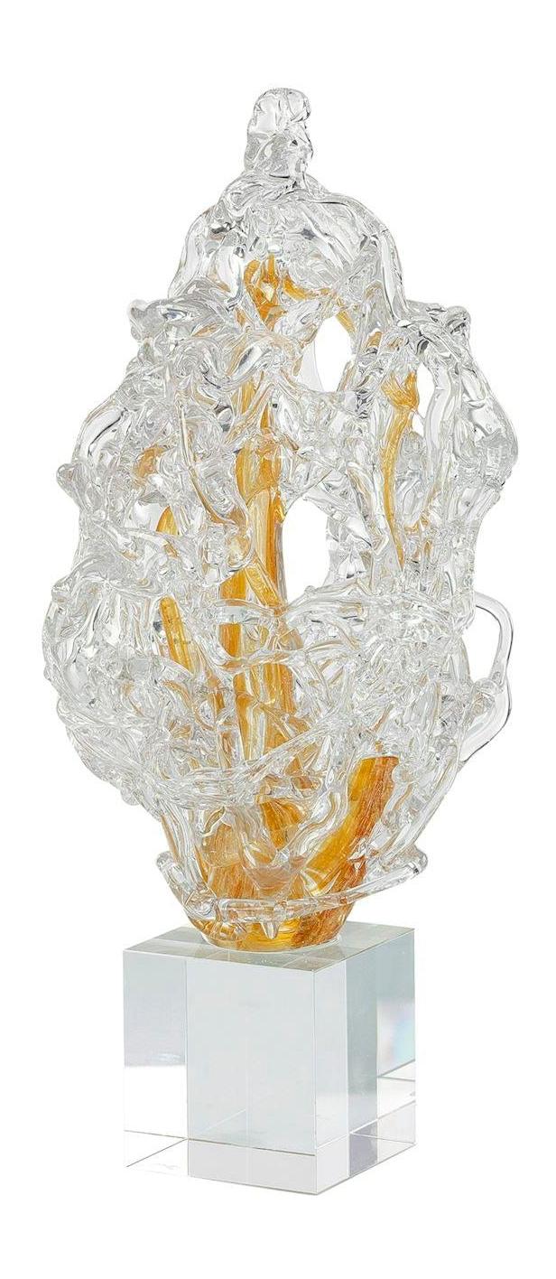 John Richard Decor Frozen Flame Sculpture on Crystal Base