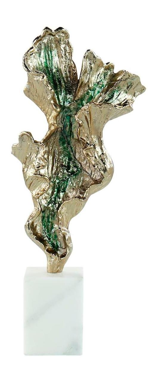 John Richard Decor Gleaming Leaf Sculpture on Marble Base