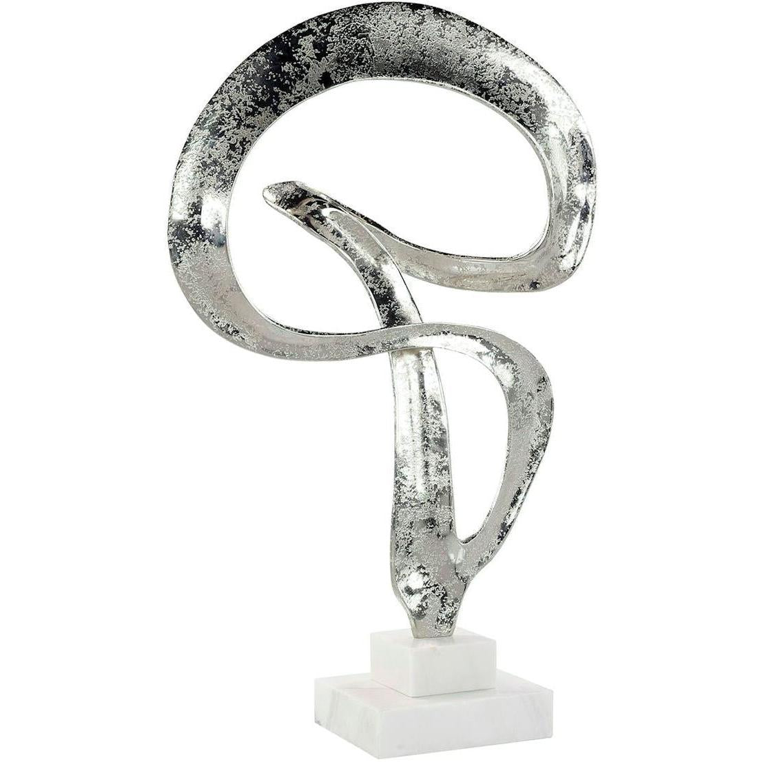 John Richard Decor Winding Flourish Sculpture on Marble Base, Nickel