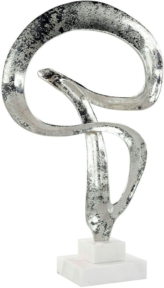 John Richard Decor Winding Flourish Sculpture on Marble Base, Nickel