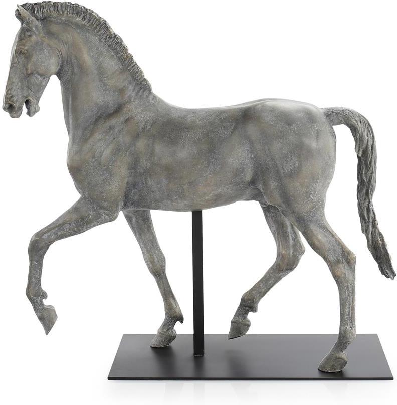 John Richard Decor Trotting Horse Sculpture on Metal Base