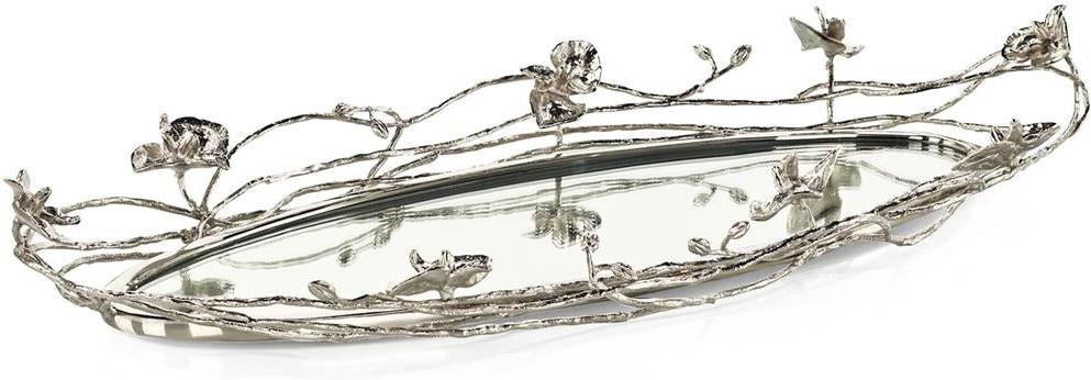 John Richard Decor Orchids in Bloom Tray, Nickel