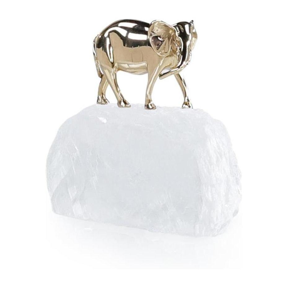 John Richard Decor Brass Elephant Sculpture on Selenite I