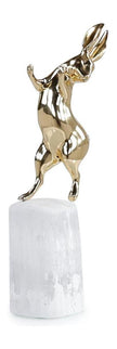 John Richard Decor Dancing Bunny Sculpture on Selenite