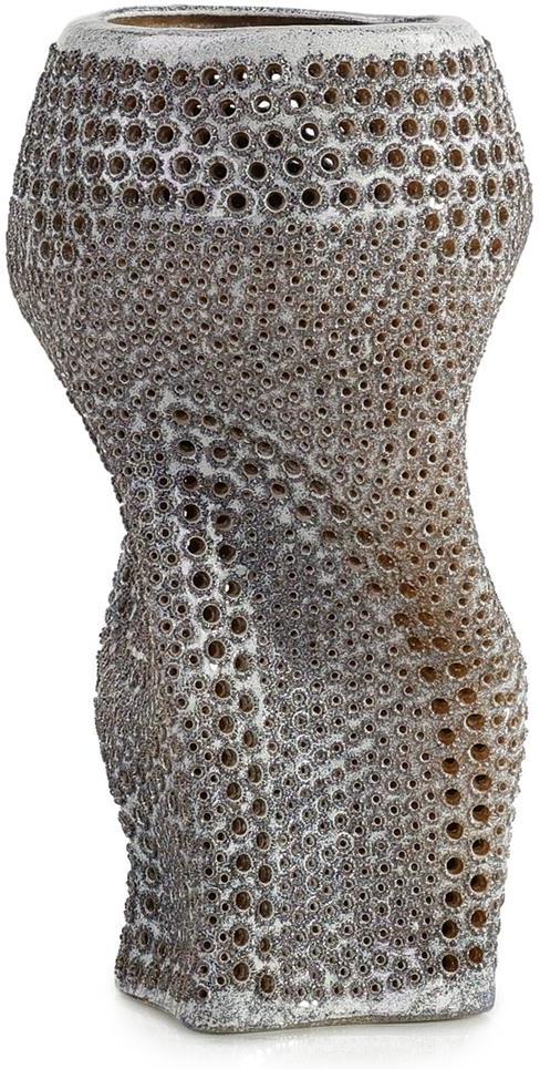 John Richard Decor Perforated Porcelain Vase, Silver