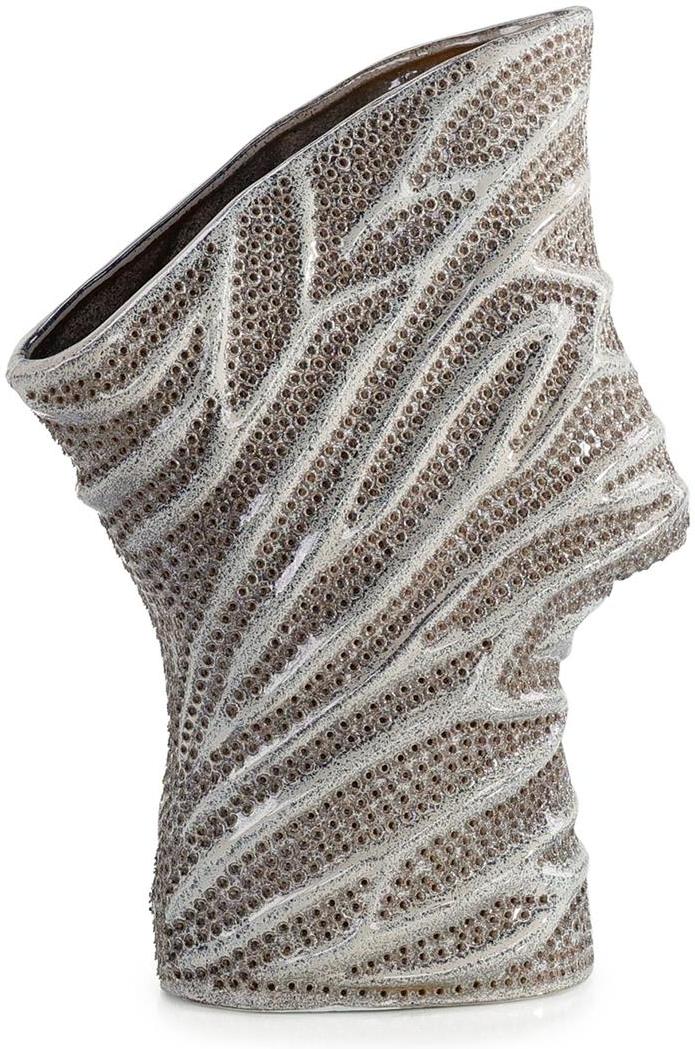 John Richard Decor Porcelain Mesh Vase, Silver