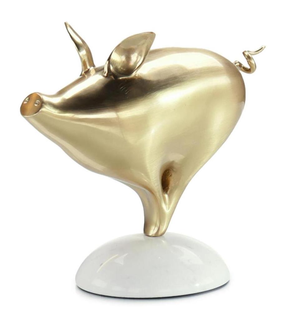 John Richard Decor Brass Pig Sculpture on Marble