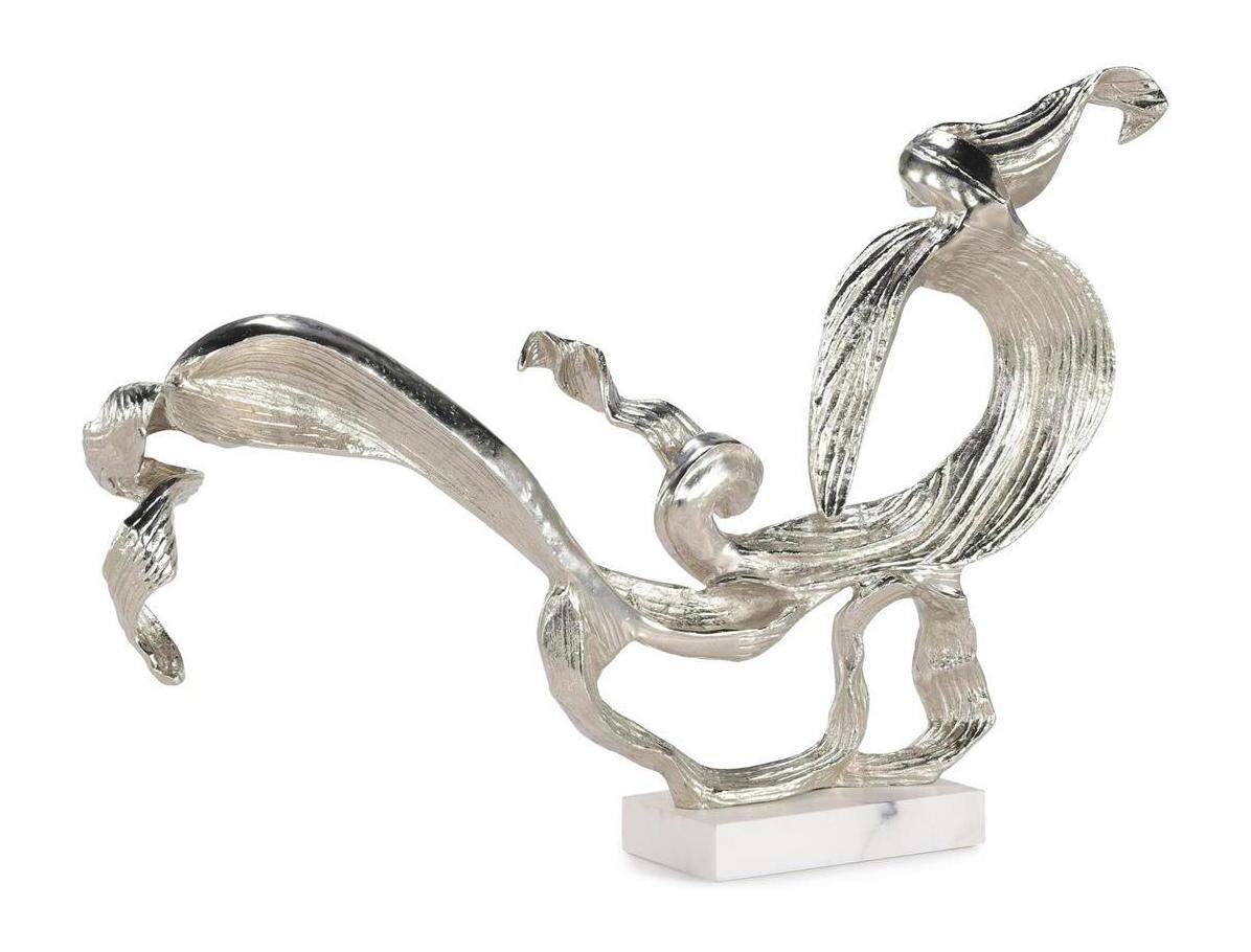 John Richard Decor Flourished Leaf Sculpture on Marble, Nickel