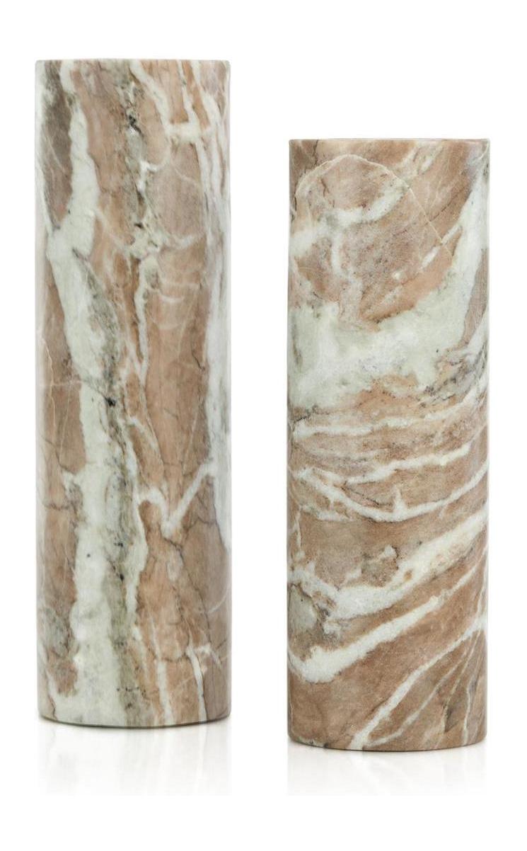John Richard Decor Marble Pillar Candleholders, Set of 2