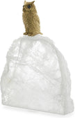 John Richard Decor Perched Brass Owl Sculpture on Selenite