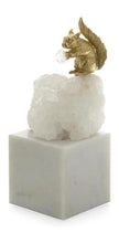 John Richard Decor Brass Squirrel and Quartz Sculpture on Marble
