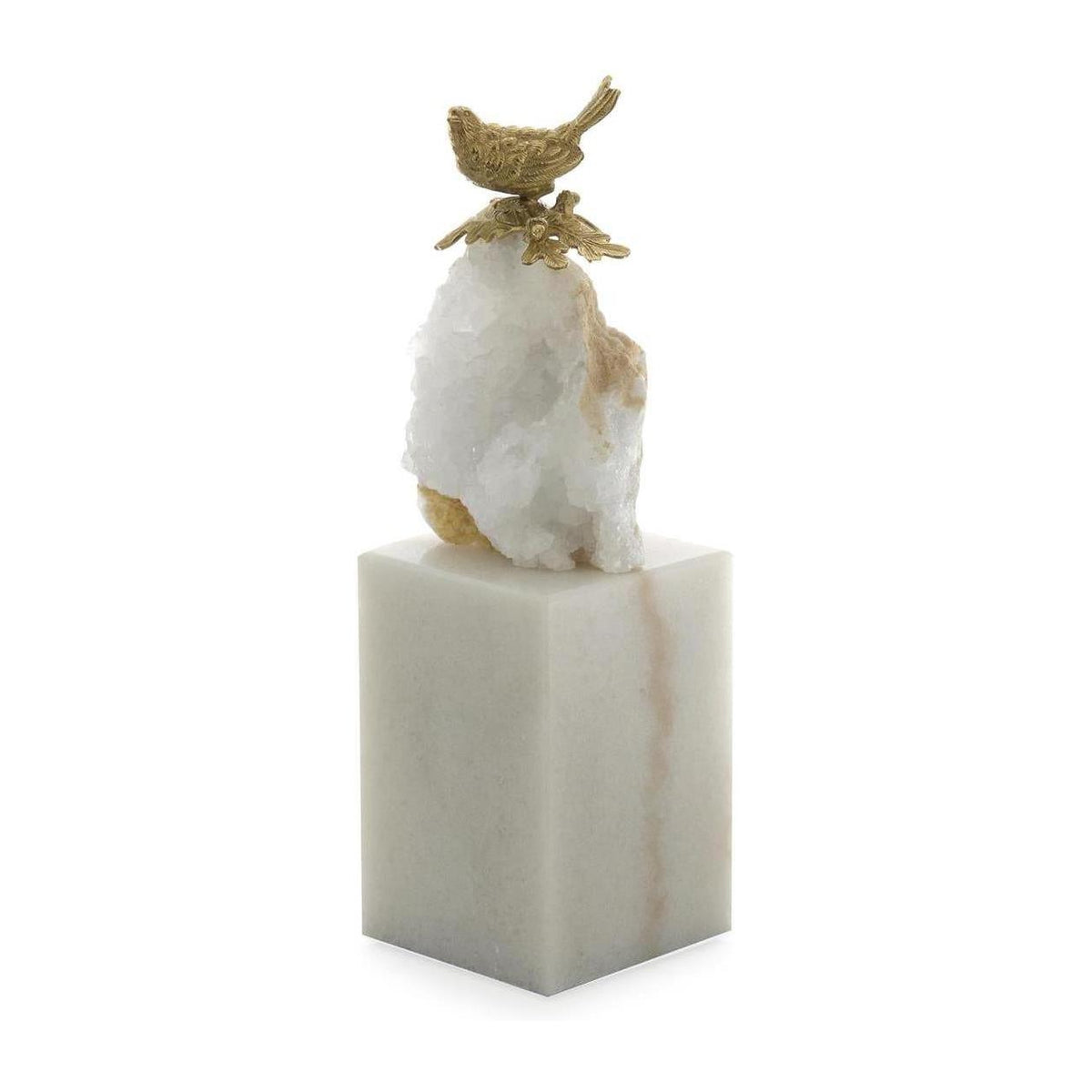 John Richard Decor Brass Bird and Quartz Sculpture on Marble