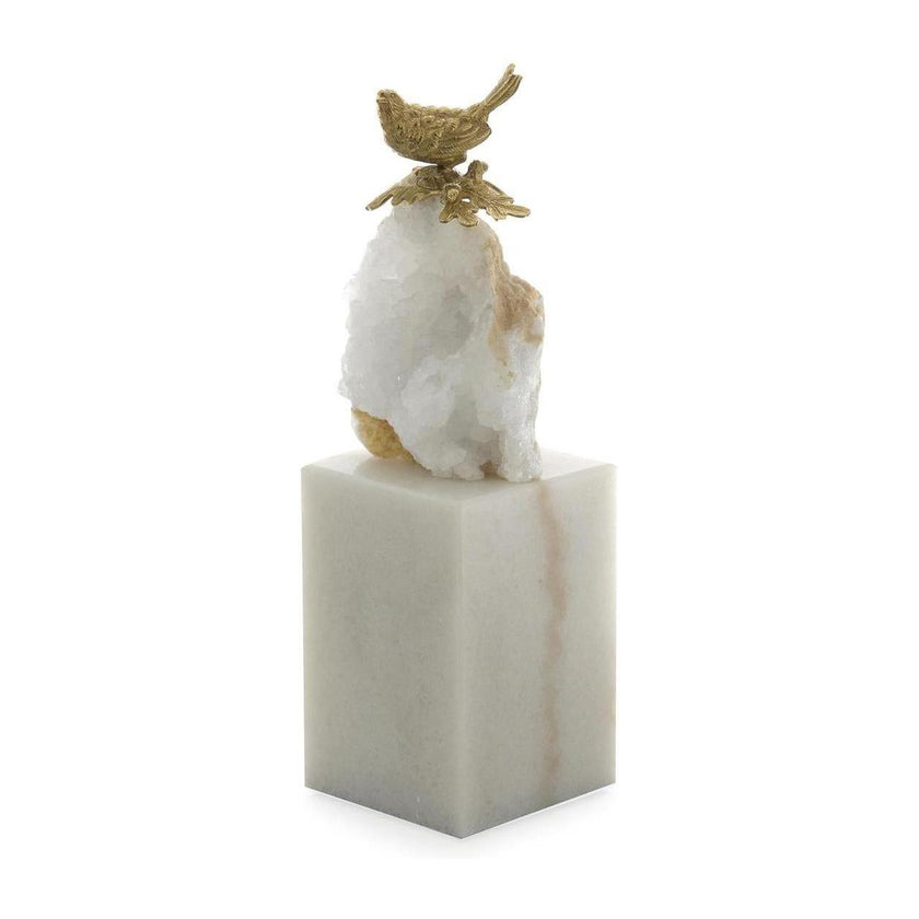 John Richard Decor Brass Bird and Quartz Sculpture on Marble