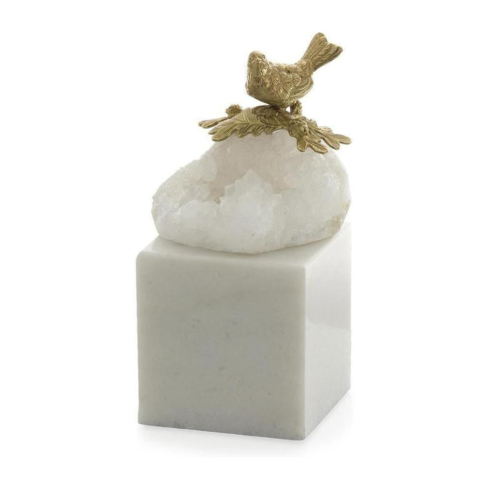 John Richard Decor Brass Bird and Quartz Sculpture on Marble