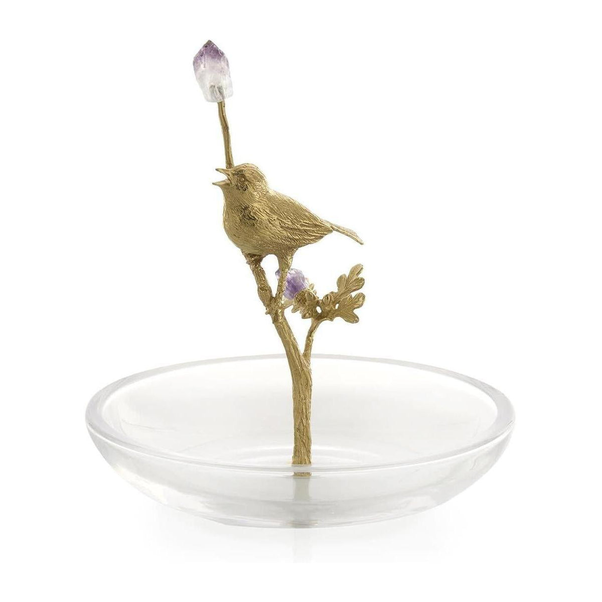 John Richard Decor Brass Bird Sculpture on Glass