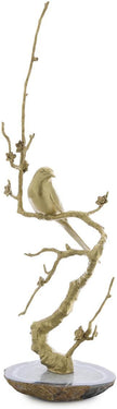 John Richard Decor Perched Brass Bird Sculpture on Agate