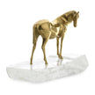 John Richard Decor Brass Horse Sculpture on Selenite