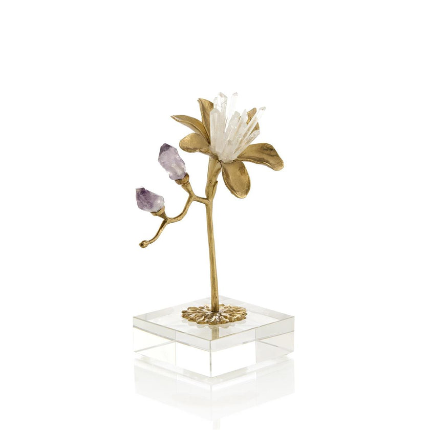 John Richard Embellished Blossom Sculpture on Crystal