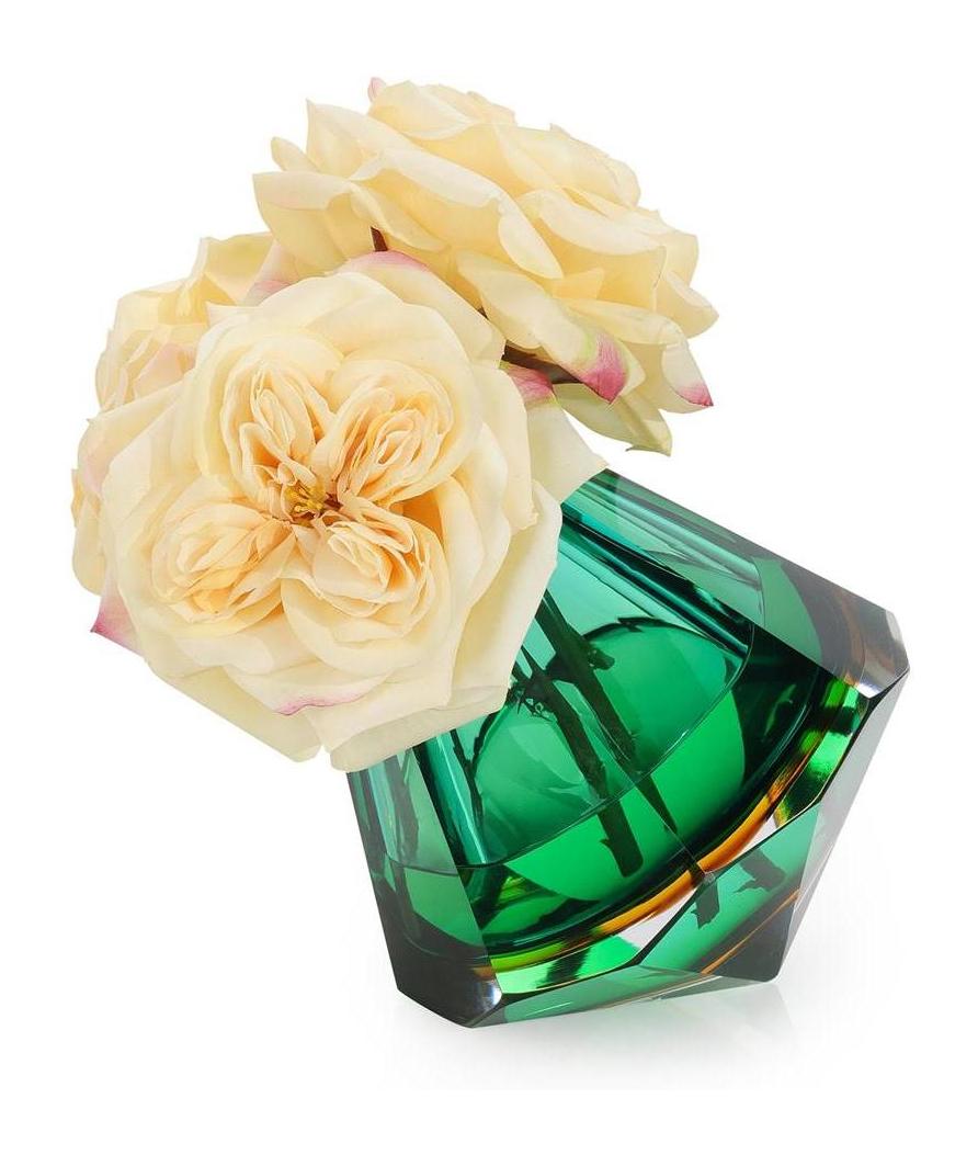 John Richard Decor Emerald Art Glass and Roses