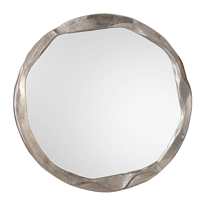 John Richard Round Ruga Mirror, Large Nickel