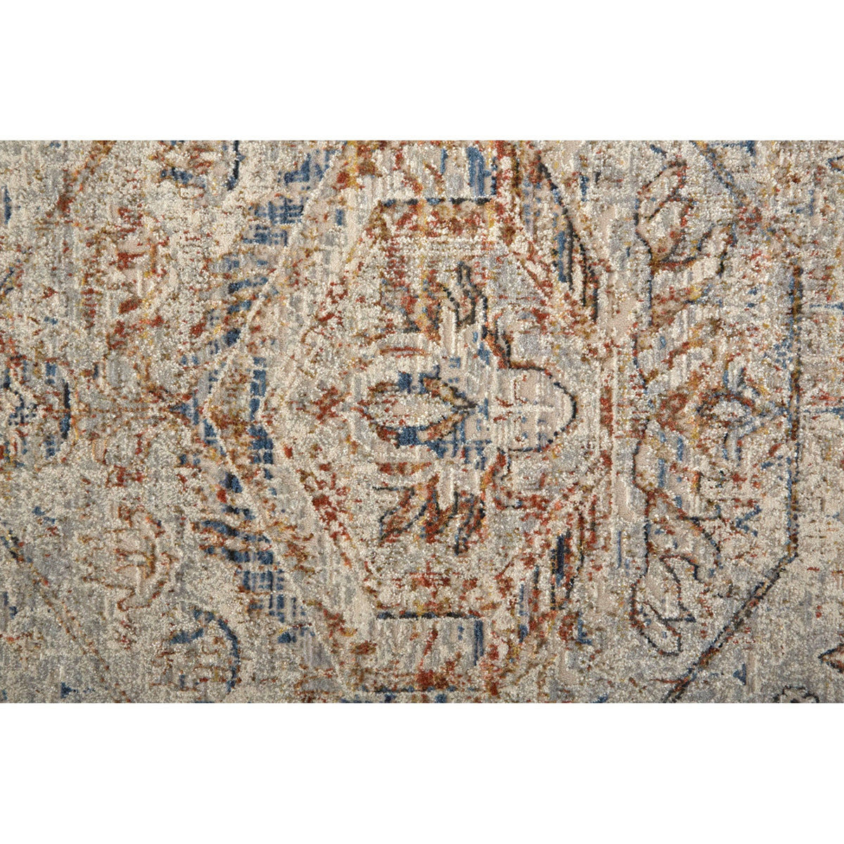 Feizy Kaia 39GJF Transitional Medallion in Tan/Orange/Red