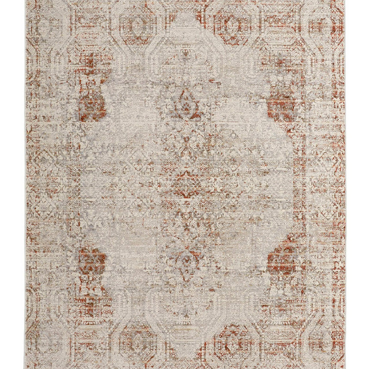 Feizy Kaia 39GKF Transitional Distressed in Tan/Ivory/Orange