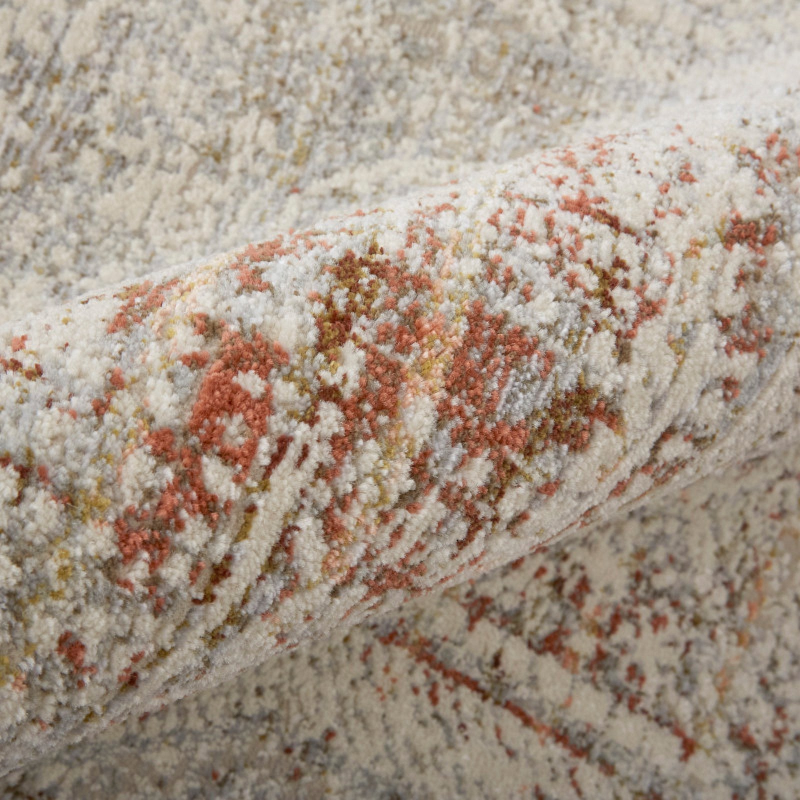 Feizy Kaia 39GKF Transitional Distressed in Tan/Ivory/Orange