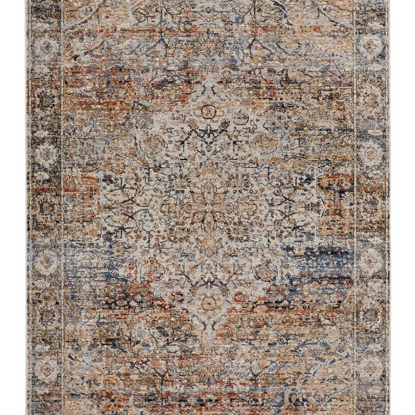 Feizy Kaia 39GMF Transitional Medallion in Tan/Orange/Blue