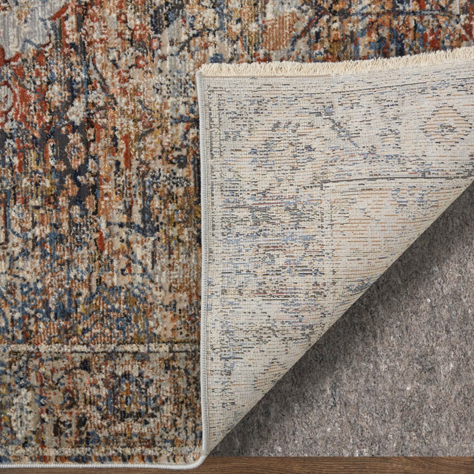 Feizy Kaia 39GMF Transitional Medallion in Tan/Orange/Blue