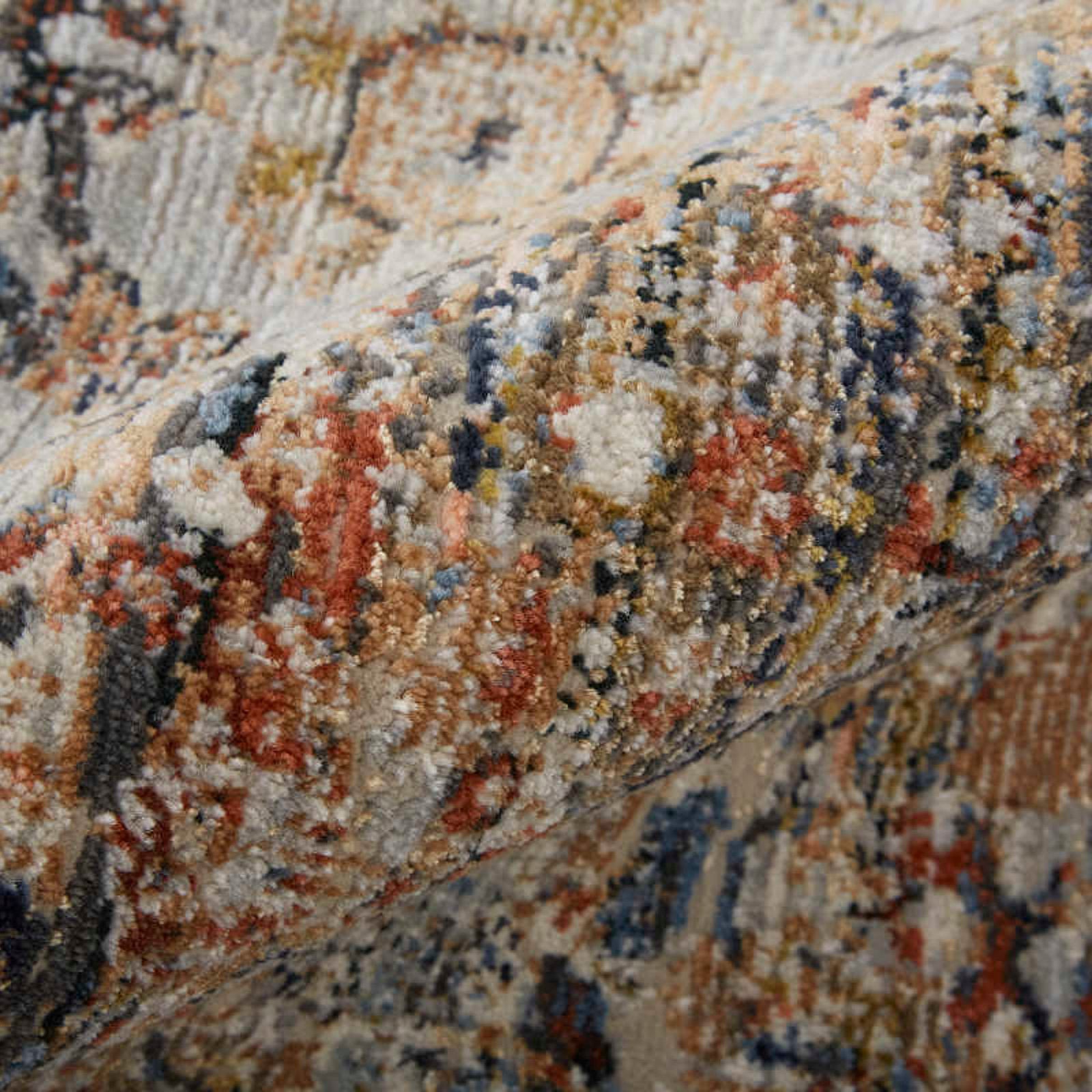 Feizy Kaia 39GMF Transitional Medallion in Tan/Orange/Blue