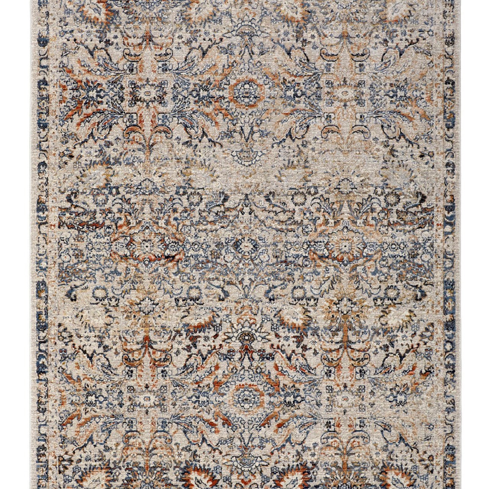 Feizy Kaia 39GNF Transitional Damask in Tan/Blue/Orange