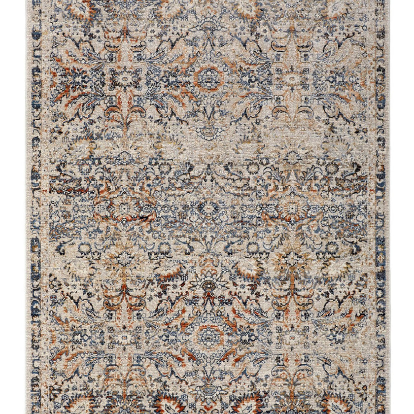 Feizy Kaia 39GNF Transitional Damask in Tan/Blue/Orange