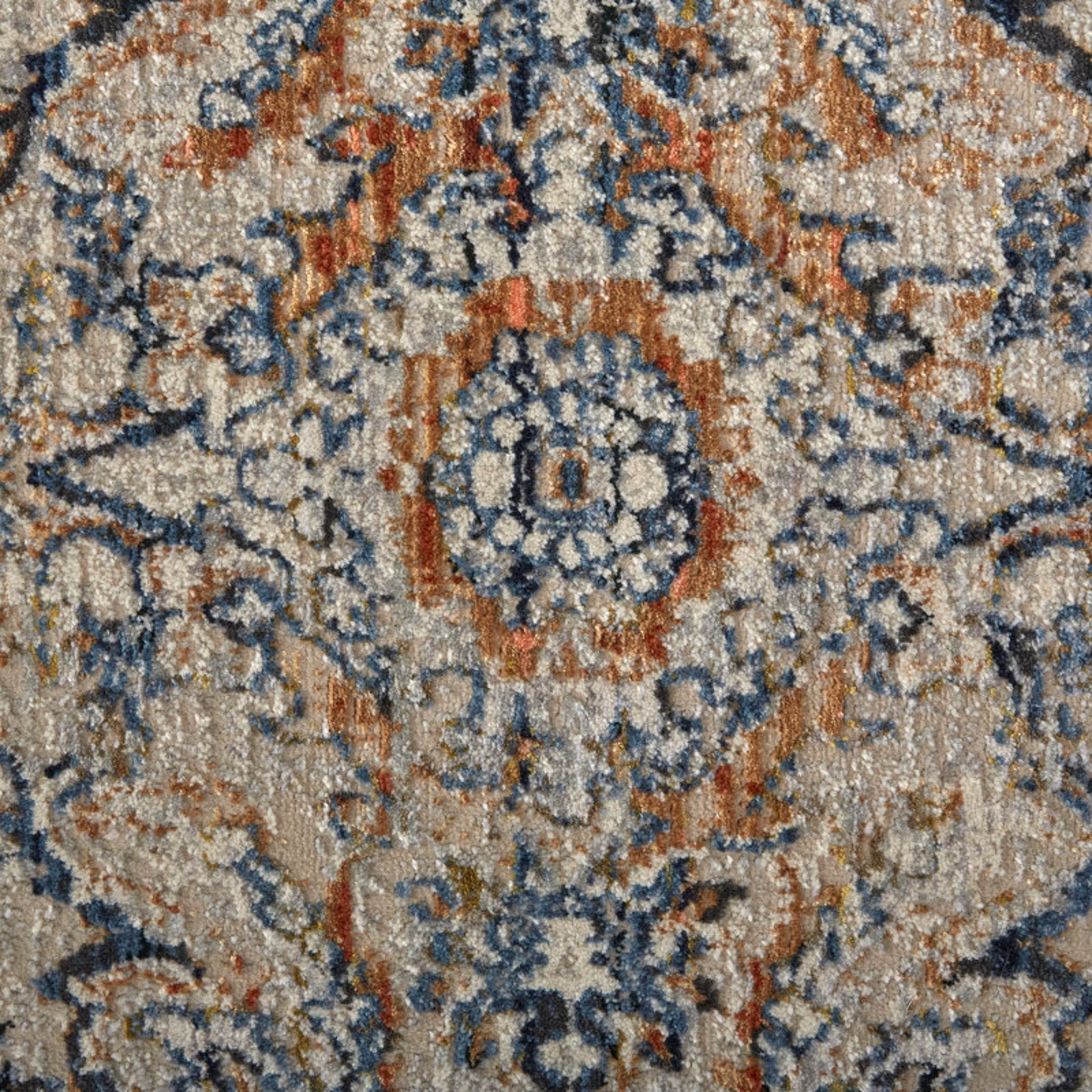 Feizy Kaia 39GNF Transitional Damask in Tan/Blue/Orange