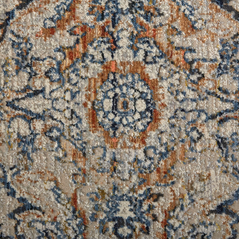 Feizy Kaia 39GNF Transitional Damask in Tan/Blue/Orange