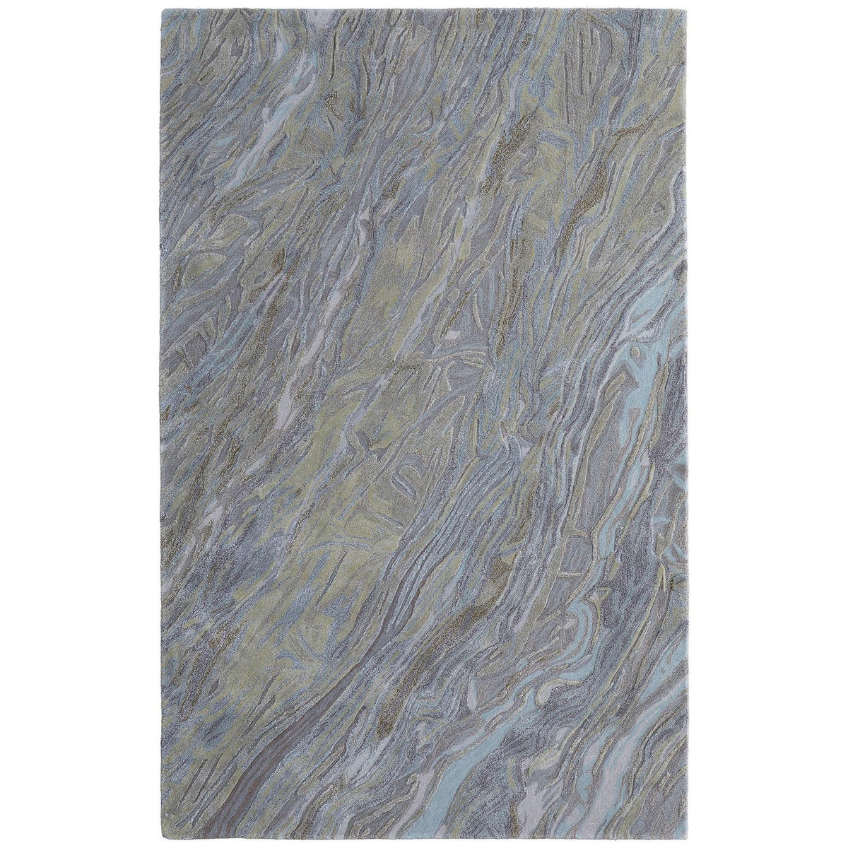 Feizy Kawai 8982F Modern Abstract Rug in Blue/Green/Gray
