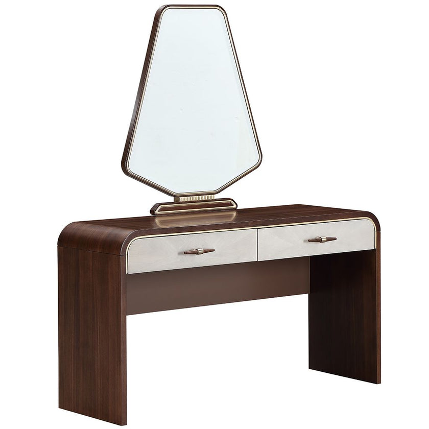 Michael Amini Houston Vanity Table with Mirror - Walnut