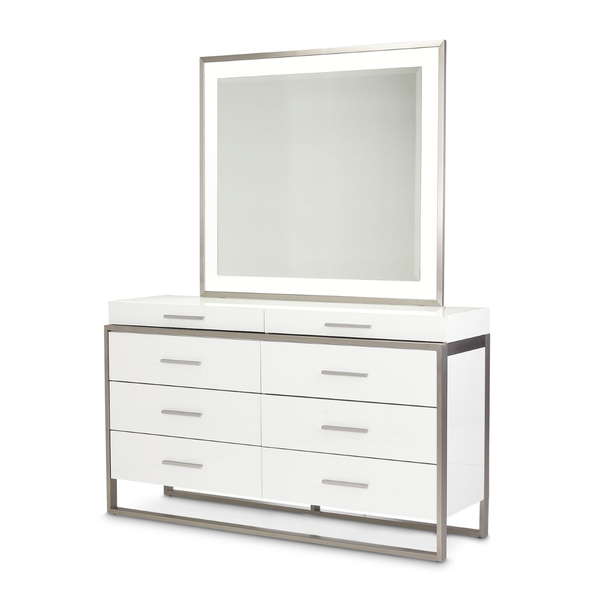 Michael Amini Marquee Dresser with Mirror - Cloud White