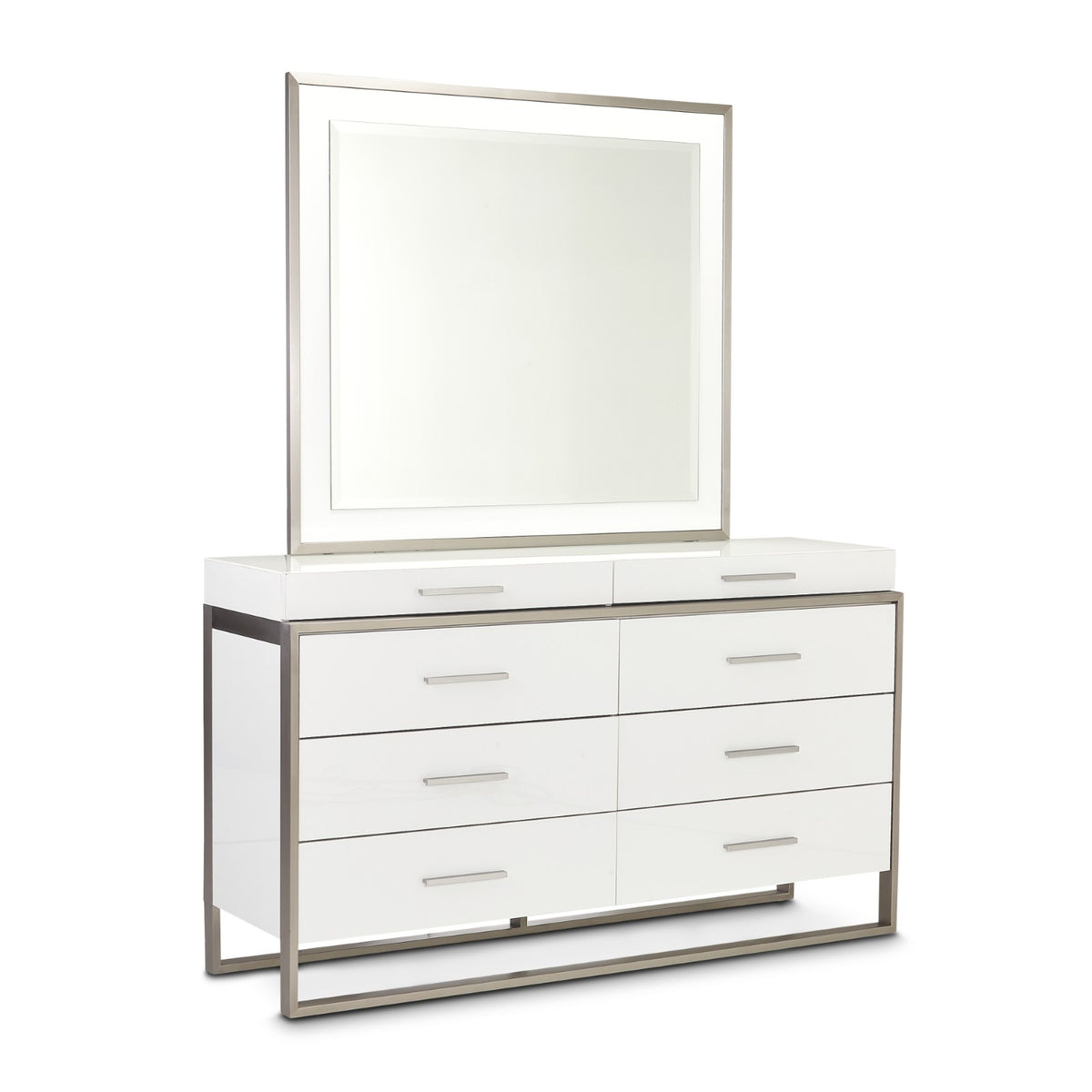 Michael Amini Marquee Dresser with Mirror - Cloud White