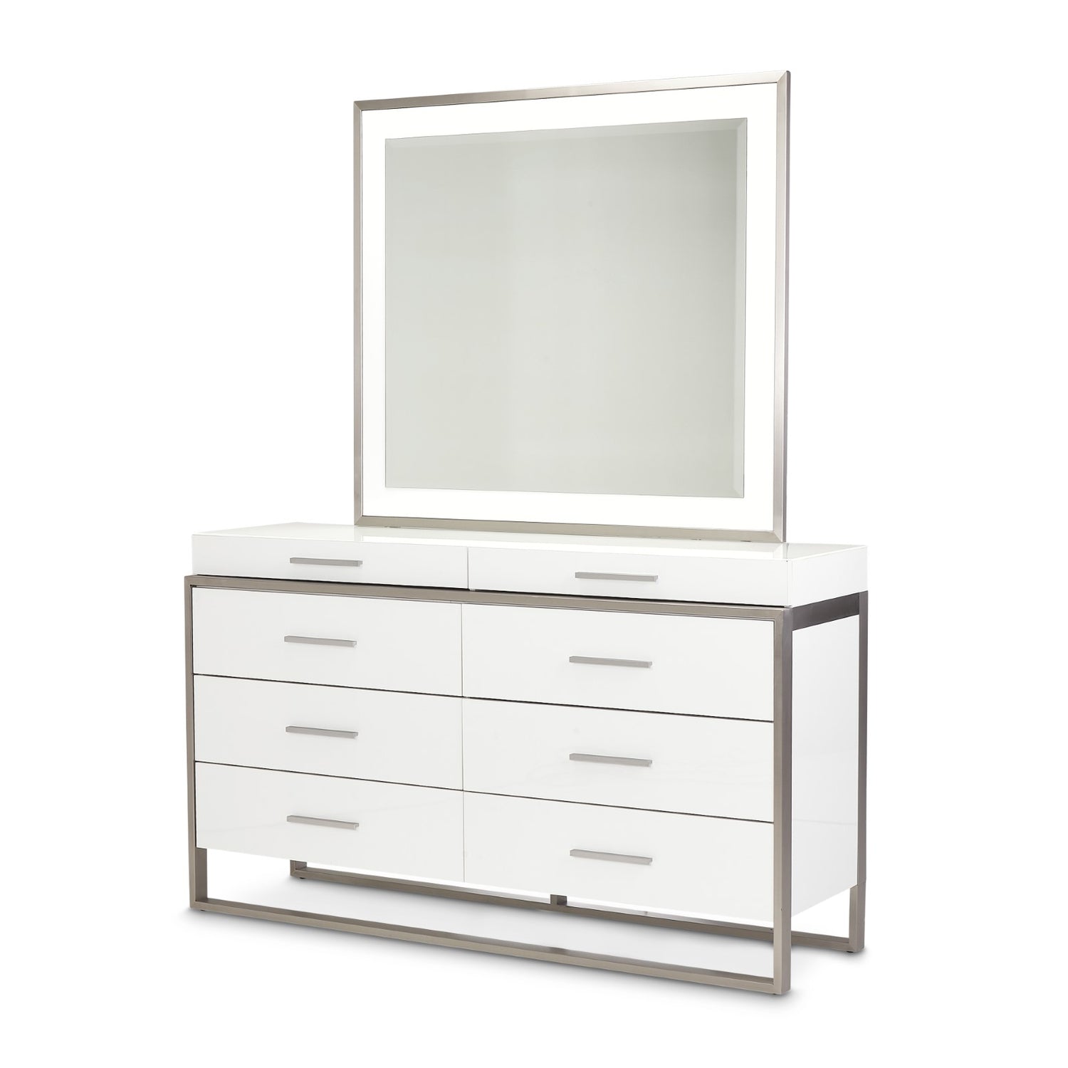 Michael Amini Marquee Dresser with Mirror - Cloud White