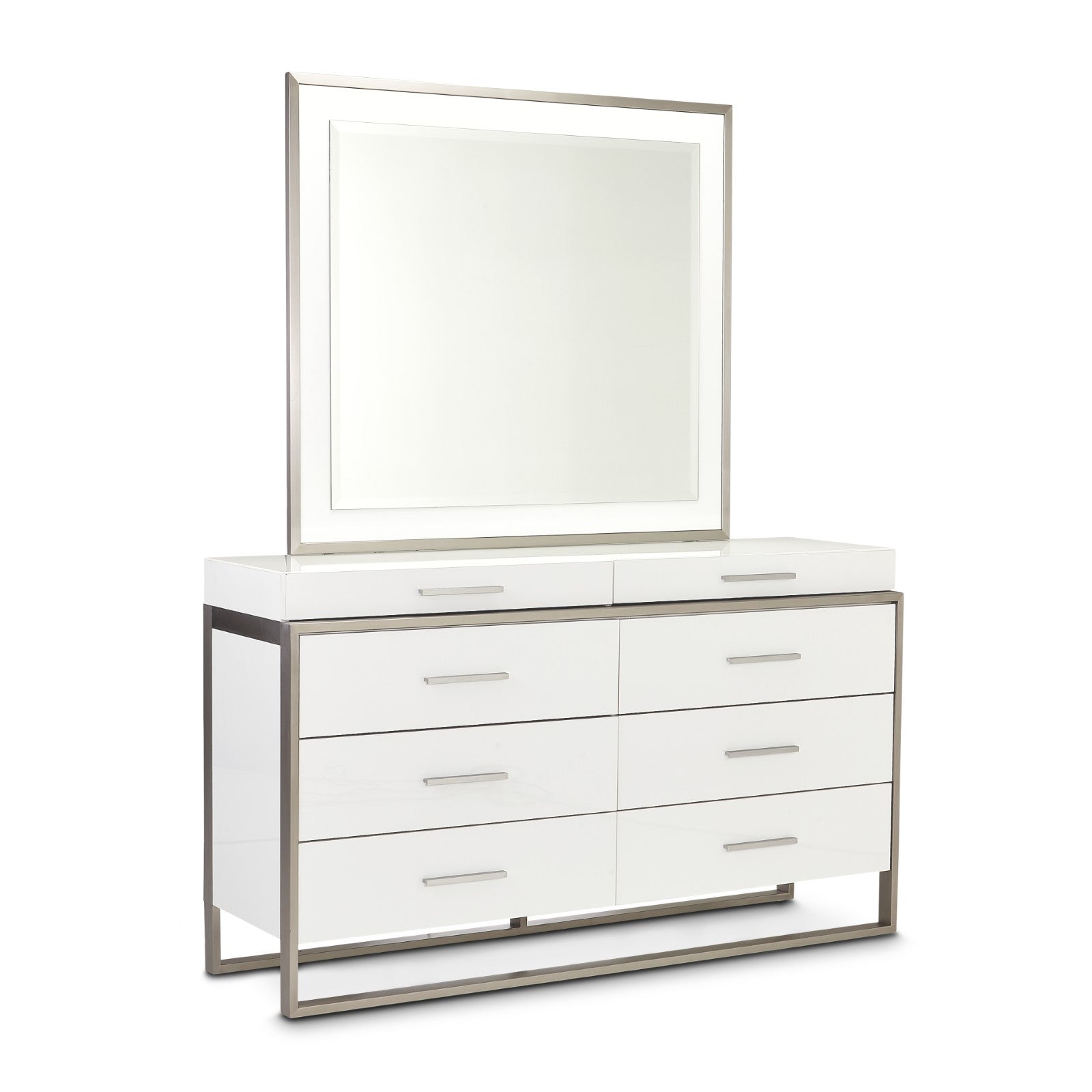 Michael Amini Marquee Dresser with Mirror - Cloud White