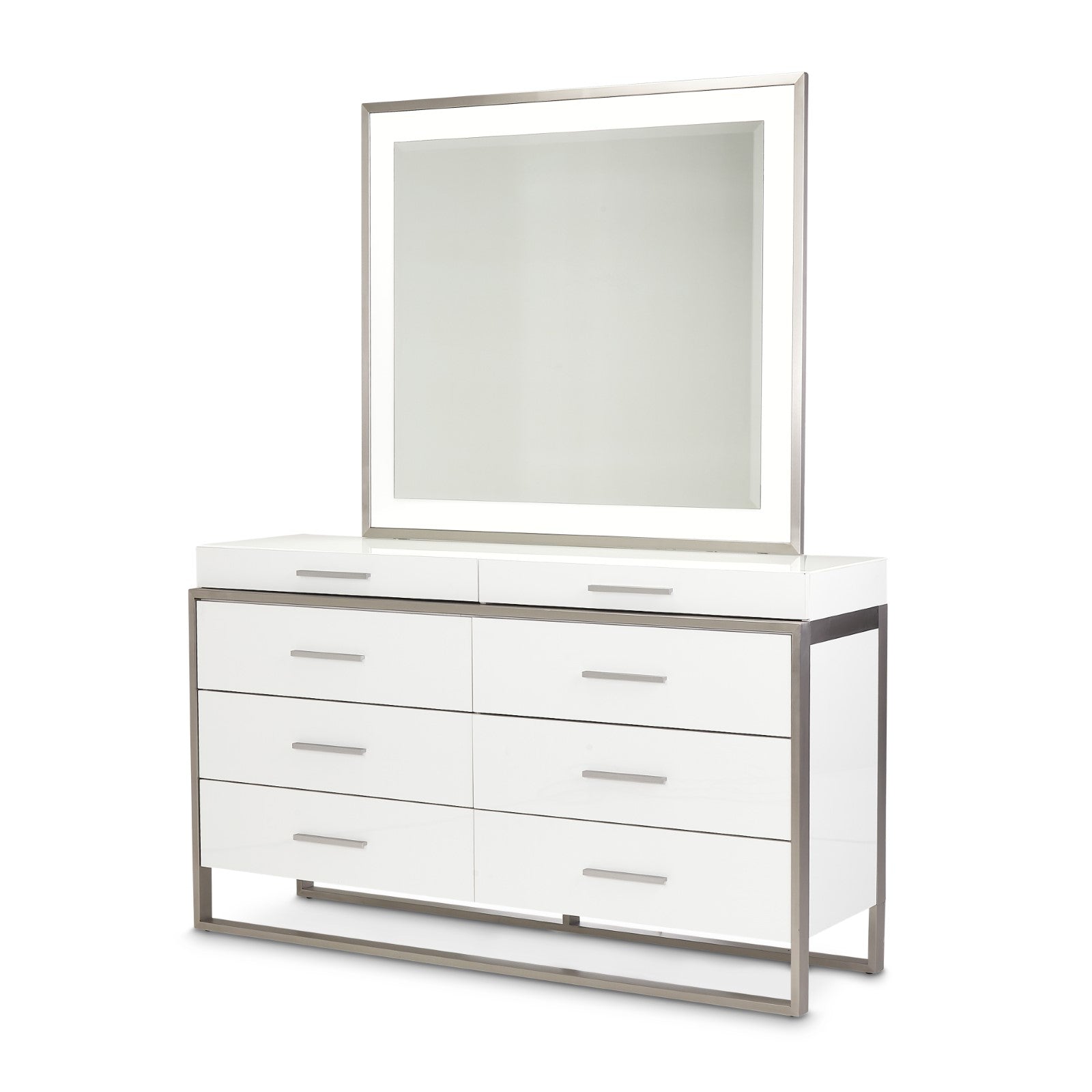 Michael Amini Marquee Dresser with Mirror - Cloud White