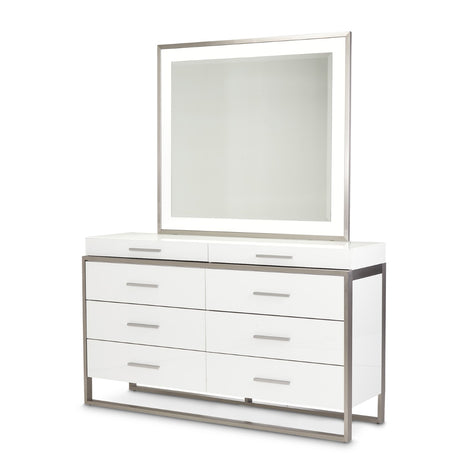 Michael Amini Marquee Dresser with Mirror - Cloud White