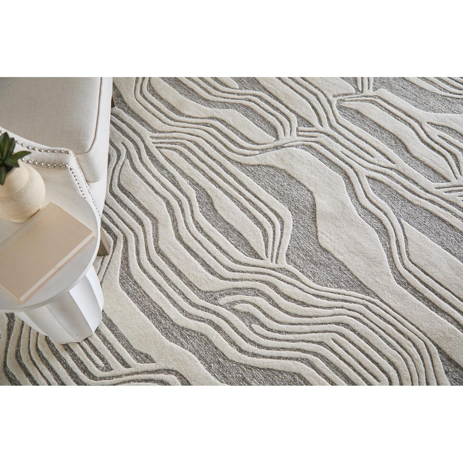 Feizy Kimball 8A34F Transitional Abstract Rug in Ivory/Gray