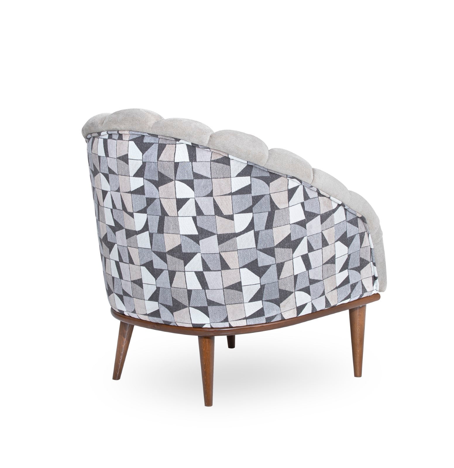 Michael Amini Balboa Chenille Accent Chair - Beach Gray/Warm Walnut