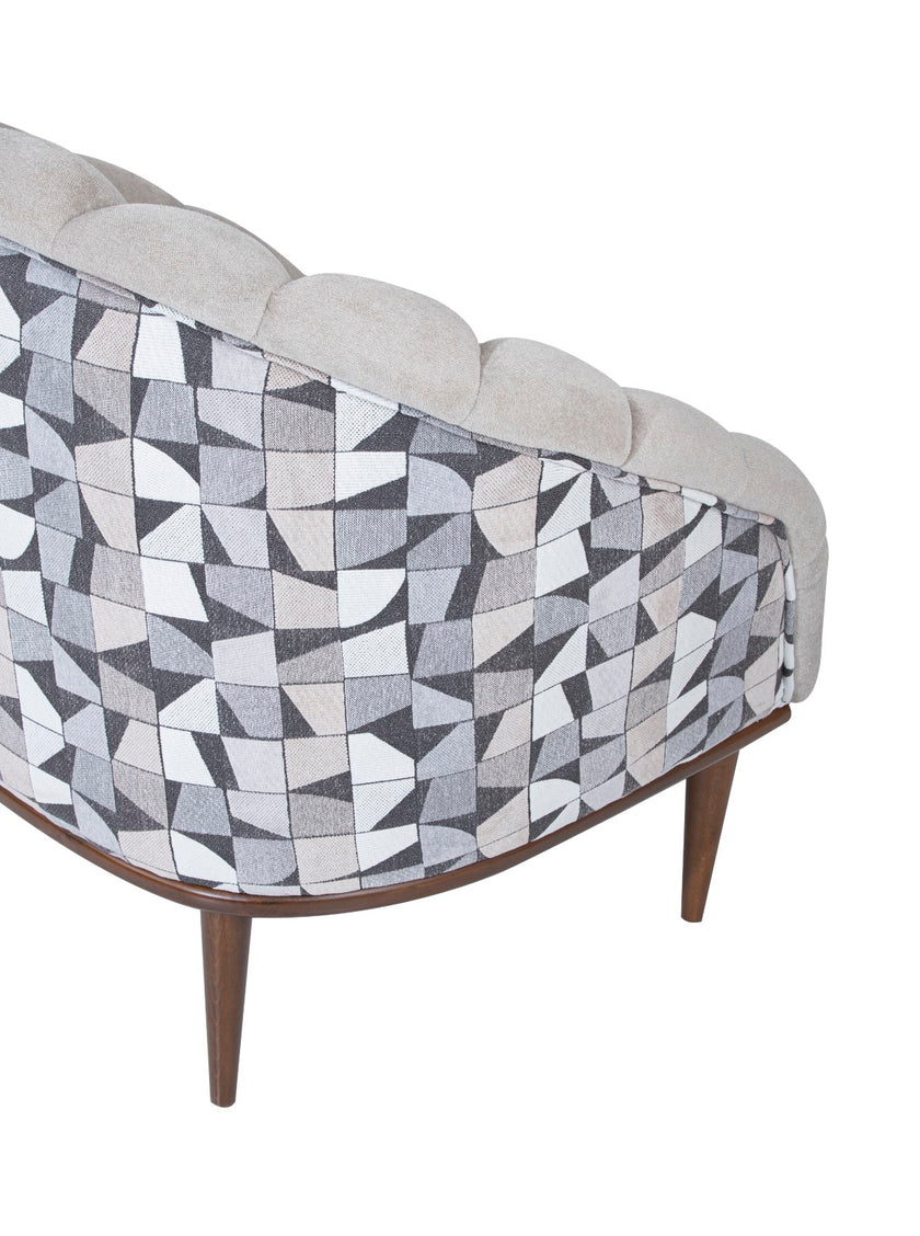Michael Amini Balboa Chenille Accent Chair - Beach Gray/Warm Walnut