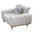 Michael Amini Balboa Chenille Chair and a Half - Shell Gray/Warm Walnut